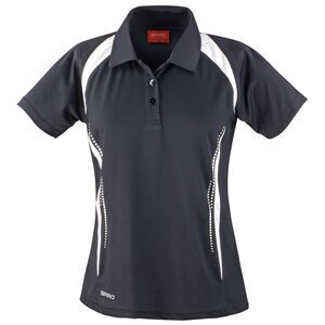 Spiro Womens/Ladies Sports Team Spirit Performance Polo Shirt / Black/White